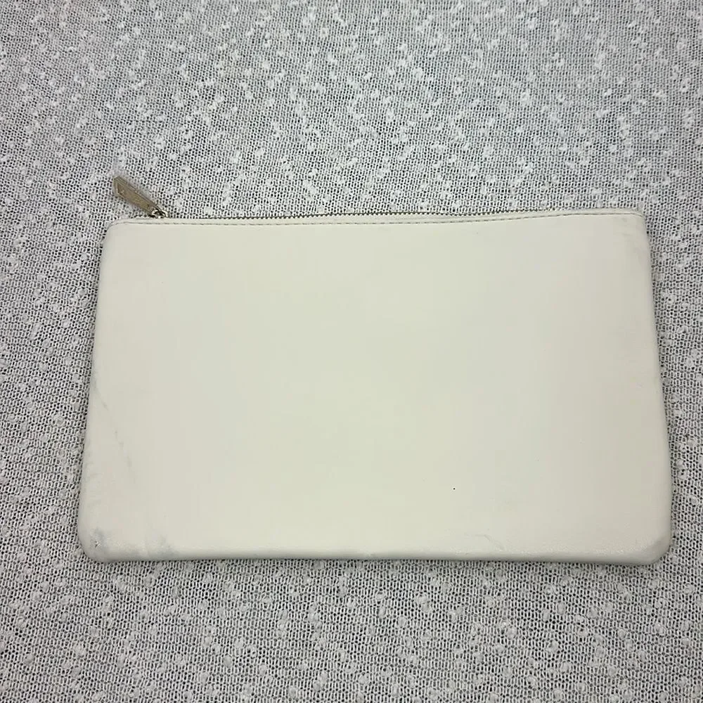 MARC JACOBS Daisy White Leather Makeup Cosmetic Pouch Travel Bag